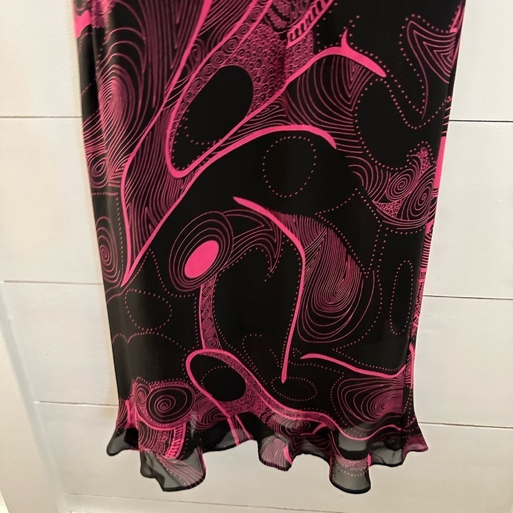 New 14 Y2K Vintage DJ Simmons A-Line Pink-black Slip dress resortwear summer - Picture 3 of 11